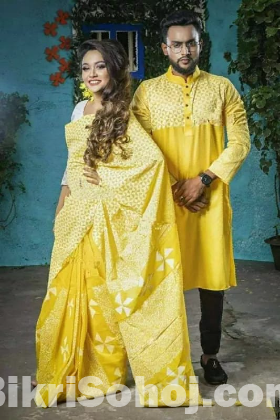 Dhupian Saree + Punjabi (Couple set)